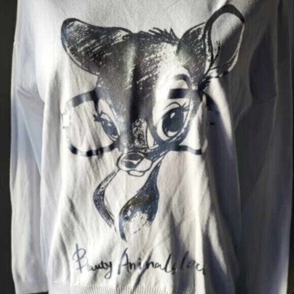 Elissia Italy Metallic Silver Bambi Print Top NWT Sz Medium - Picture 12 of 12